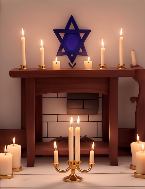 Decoración de Hanukkah con velas