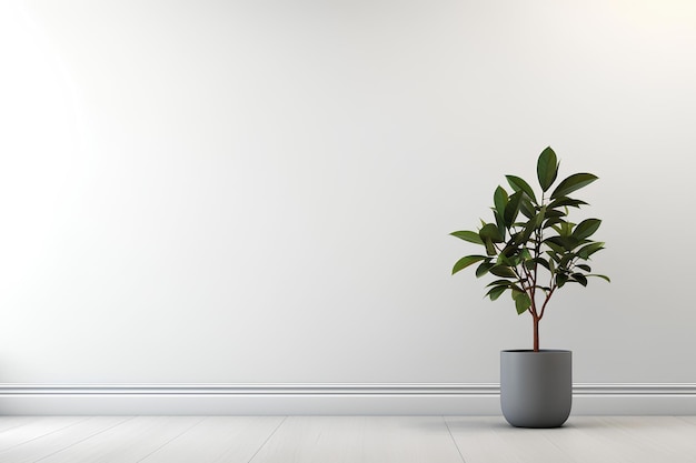 Decoración del hogar con plantas en maceta y fondo blanco