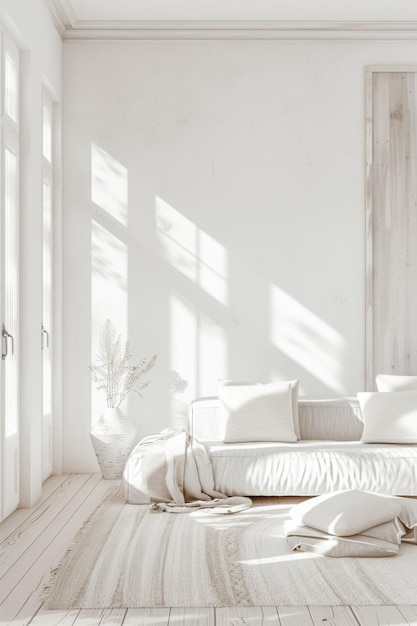 Decoración del hogar serena y elegante con texturas naturales y luz