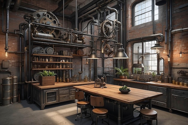 Decoración industrial steampunk