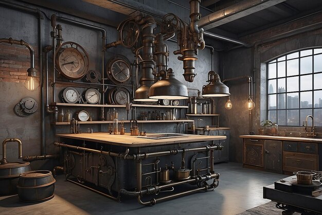 Decoración industrial steampunk