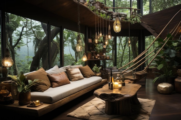 decoración interior de la casa del árbol ideas de inspiración de estilo minimalista