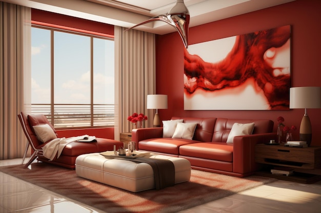 decoración interior del hogar con ideas de inspiración de tema rojo