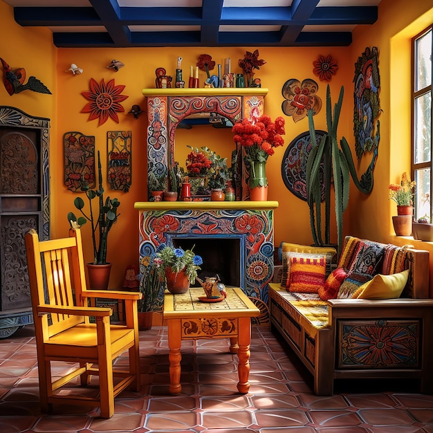 Foto decoración interior inspirada en el folclore mexicano