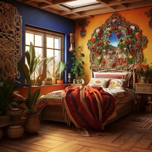 Foto decoración interior inspirada en el folclore mexicano