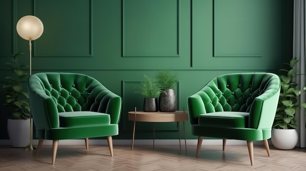 Decoración interior de una lujosa sala de estar con un elegante sillón Generativo Ai