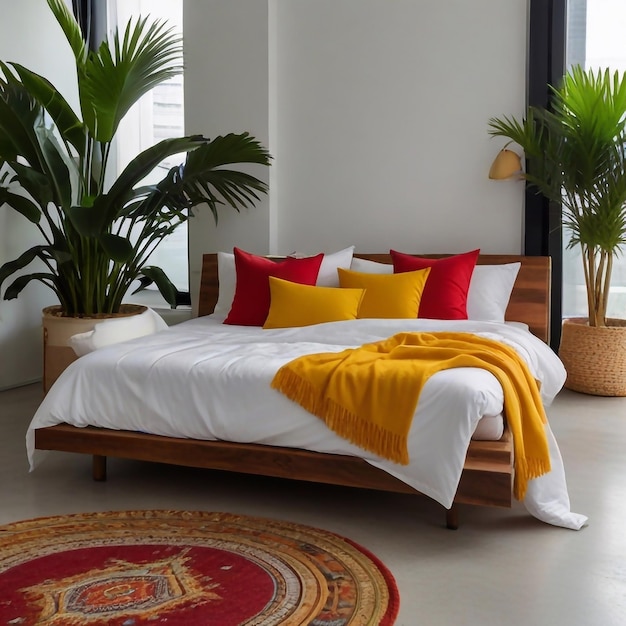 Foto decoración de interiores de lujo para salas de estar o apartamentos con plantas de interior y muebles