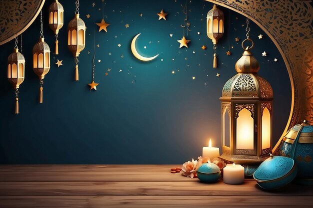 Decoración de linternas árabes de Ramadan Kareem Fondo