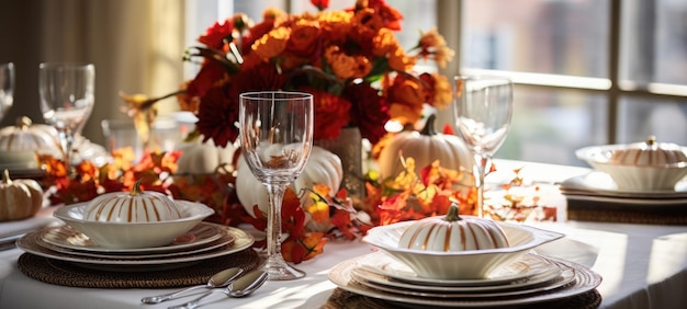 decoración de la mesa de acción de gracias de halloween ai