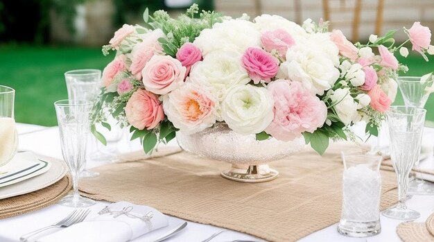 Decoración de mesa elegante para la boda