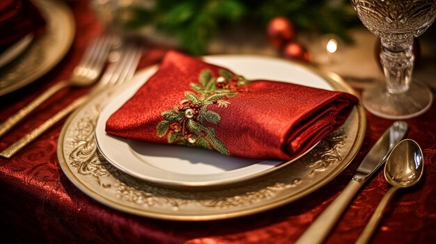 Decoración de mesa de vacaciones Navidad vacaciones mesa de celebración paisaje y decoración de mesa de cena decoración de campo inglesa e inspiración de estilo para el hogar