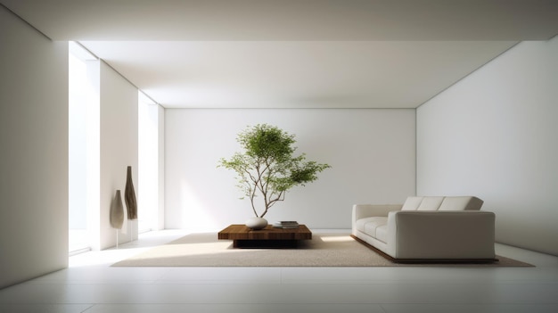 Foto decoración minimalista con un jarrón en el interior de una habitación espaciosa y luminosa.