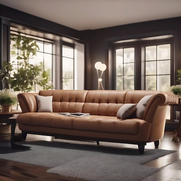 Decoración moderna de la sala de estar sofá cómodo