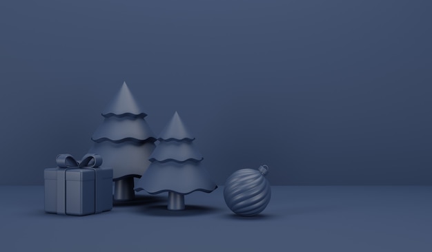 Decoración de Navidad y año nuevo sobre fondo de color con espacio. Ilustración de diseño de banner 3D