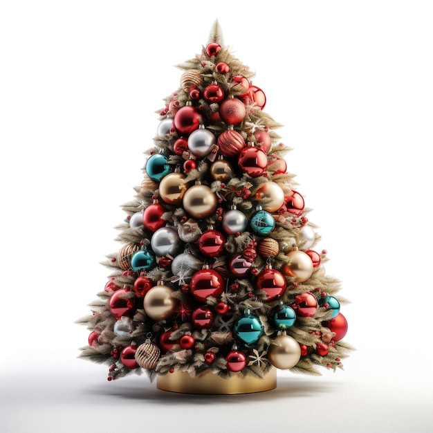 Foto decoración de navidad en el árbol con fondo blanco