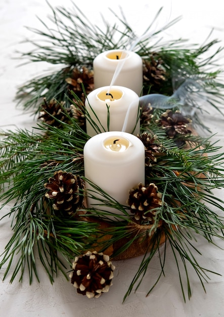 Decoración de Navidad en la mesa.