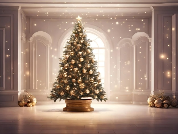 Decoración navideña con un árbol reluciente