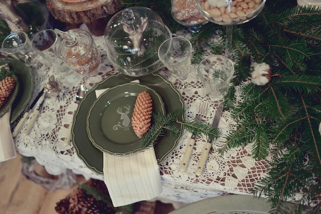 decoración navideña vintage, interior en estilo retro para navidad