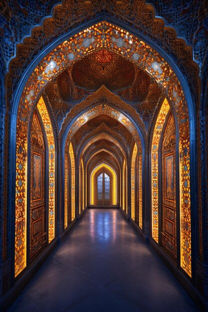 la decoración ornamentada de una mezquita durante las noches de Ramadán