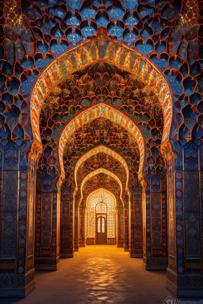 la decoración ornamentada de una mezquita durante las noches de Ramadán