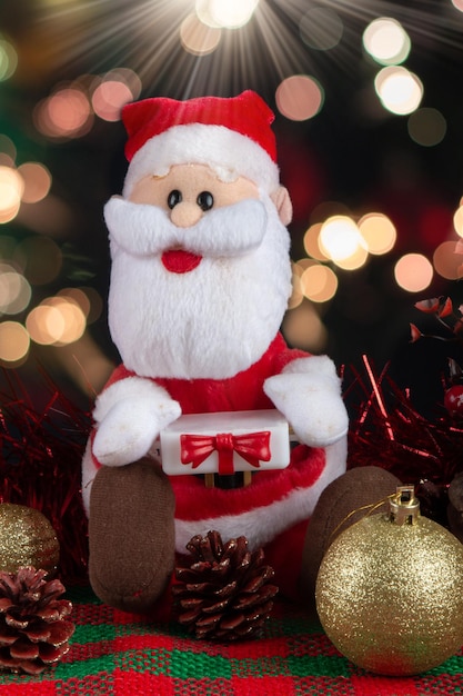 Decoración de Papá Noel con fondo de luces Fiesta de Navidad