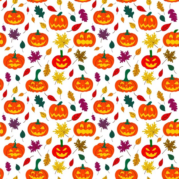 Decoración de papel digital sin costuras de Halloween Ilustración de patrones sin costuras