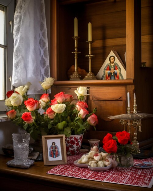 Decoración de la pared del comedor marco de Jesús María lienzo imagen AI Imagen generada