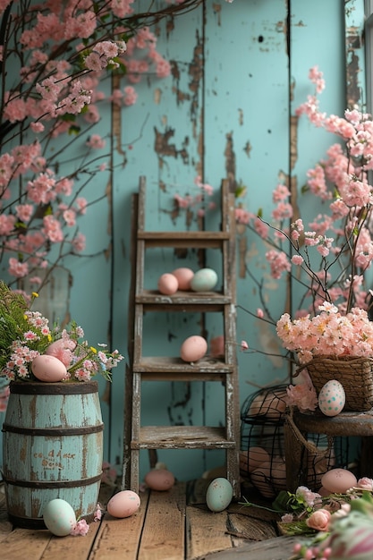 Foto decoración de la pared con flores sa