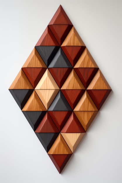 Decoración de pared de madera triangular en una disposición geométrica