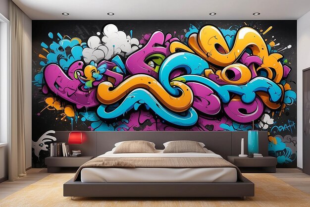 Foto decoración de paredes con graffiti artístico