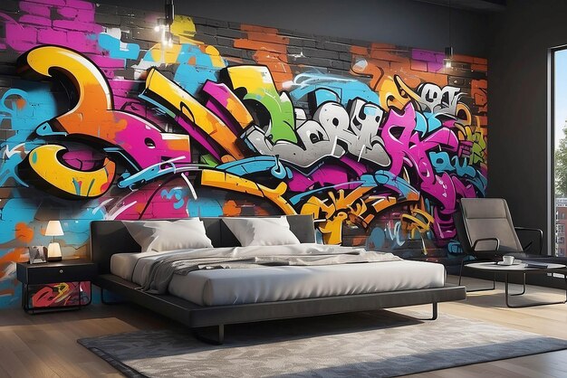 Foto decoración de paredes con graffiti artístico