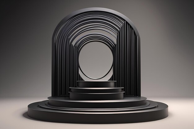 Decoración del podio del escenario negro adecuada para la representación de productos 3D
