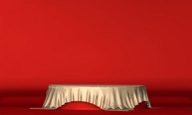 Decoración de podio de escenario rojo adecuada para productos renderizado 3D