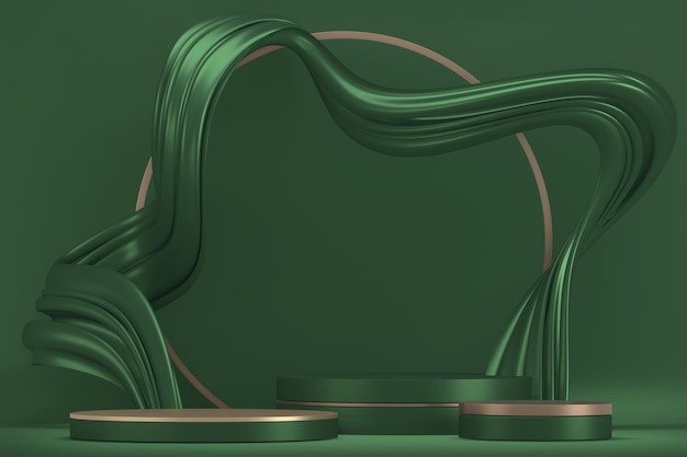 Decoración de podio verde de Japón de lujo adecuada para la representación de productos 3D