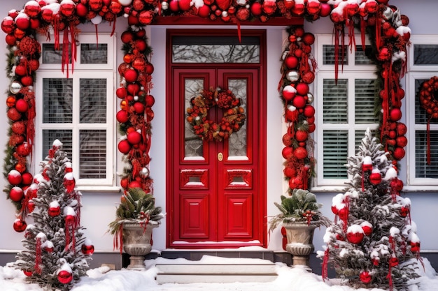 Decoración de la puerta de Navidad Ilustración AI GenerativexA