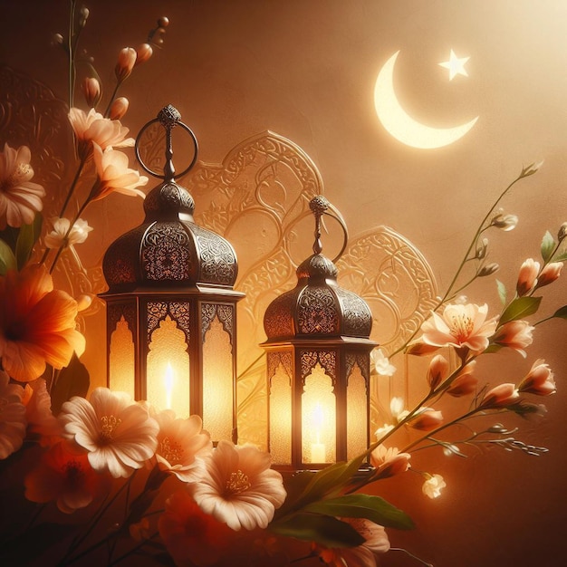Foto decoración de ramadán con velas decoración de ramadan con velas