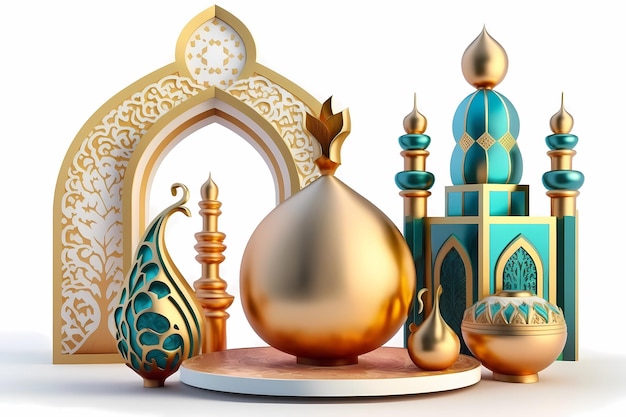 Decoración Ramadhan Kareem, Ilustración 3D