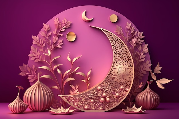 Decoración Ramadhan Kareem, Ilustración 3D