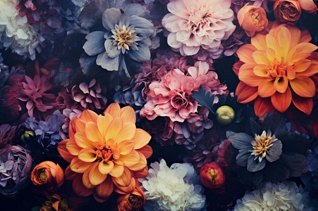 Decoración de ramo de flores de flores coloridas hermosas flores de fondo flores de jardín patrón de planta