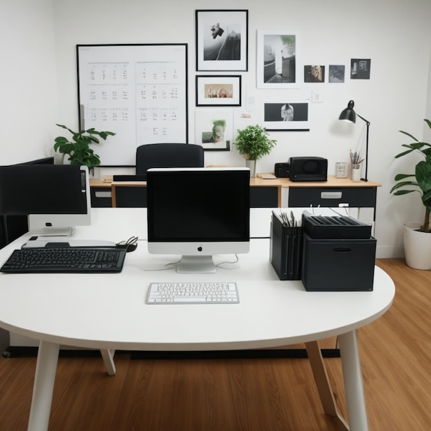 Foto decoración sencilla de oficina y sala de trabajo