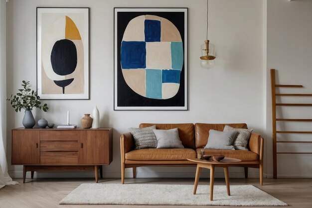 Decoración de sofá escandinavo tranquilo que mejora la serenidad en los espacios de vida modernos Simplicidad en el estilo