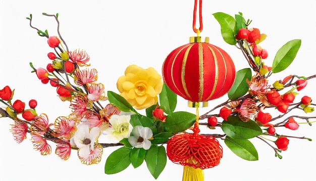 Decoración tradicional china del año nuevo aislada sobre un fondo blanco
