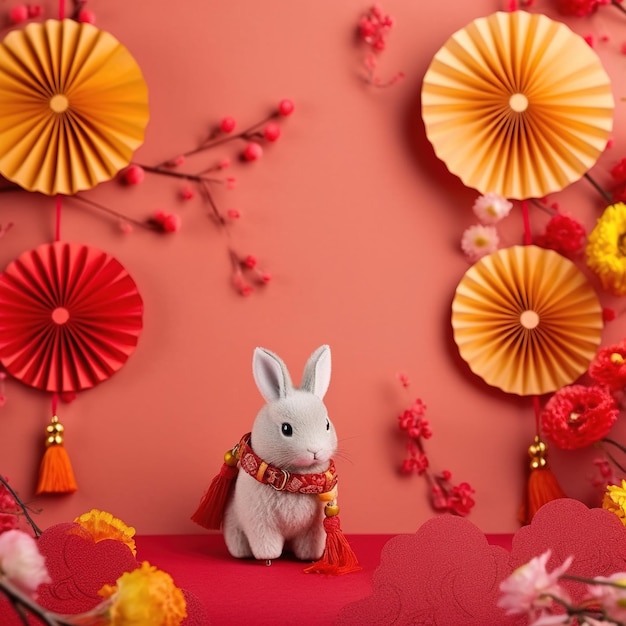 Decoraciones de año nuevo chino Año nuevo chino año del conejo banner Generado por IA