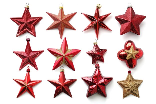Foto decoraciones de estrellas para navidad aisladas sobre un fondo blanco