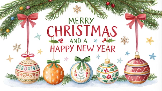 Decoraciones festivas de Navidad y deseos de Año Nuevo