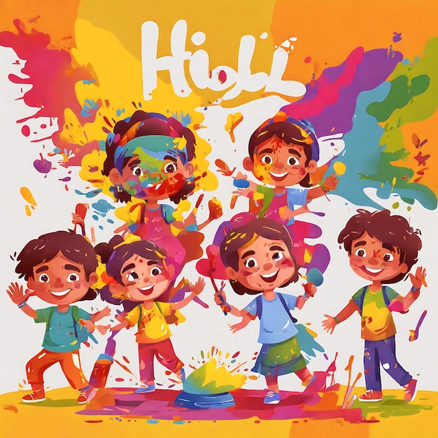 Decoraciones de la fiesta ilustradas de Holi Extravaganza