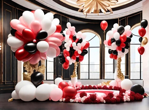 Foto decoraciones de flores rosadas y blancas en una sala de estar