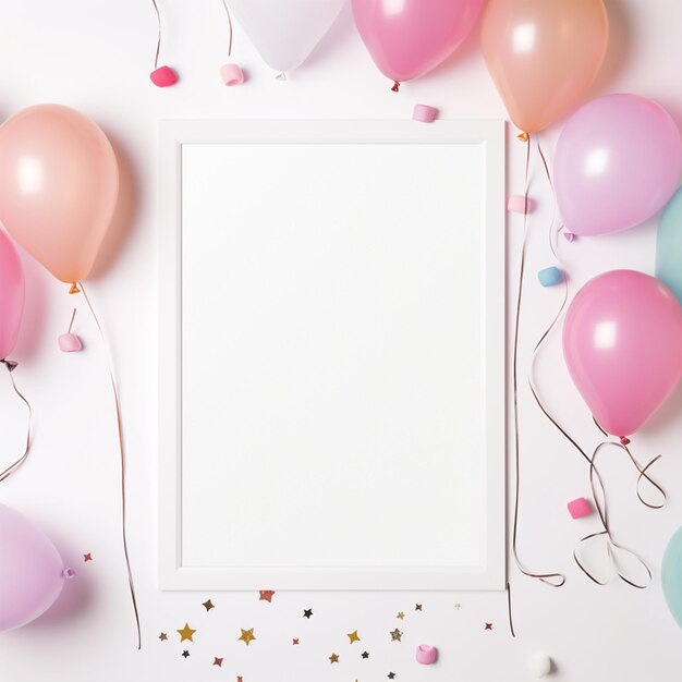 Foto decoraciones con globos tarjeta con área de escritura