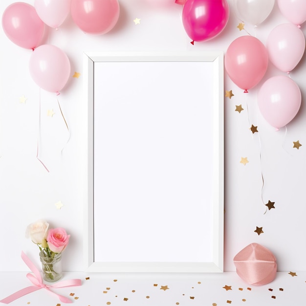 decoraciones con globos tarjeta con área de escritura