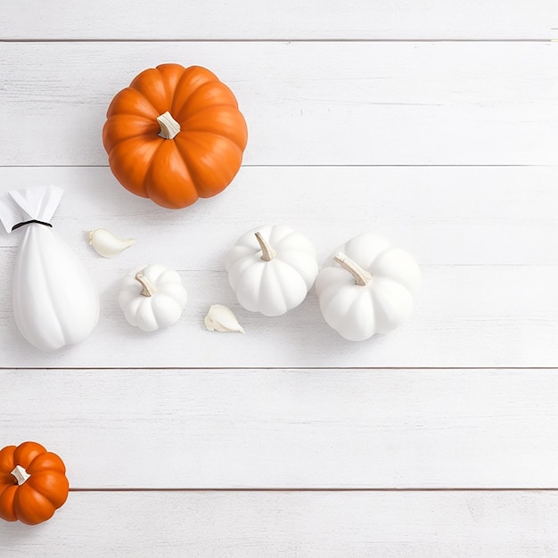 Foto decoraciones de halloween sobre tablones de madera generadas por ia